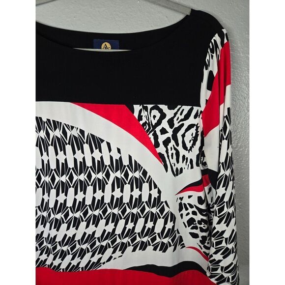 Adrienne Vittadini Women's Black, White and Red Sheath Midi Dress Size Large - Picture 5 of 6
